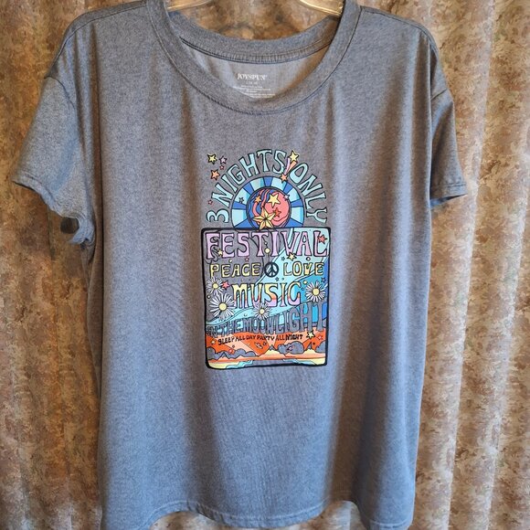 Joyspun Other - EUC Gray graphic Festival motif pajama top size L